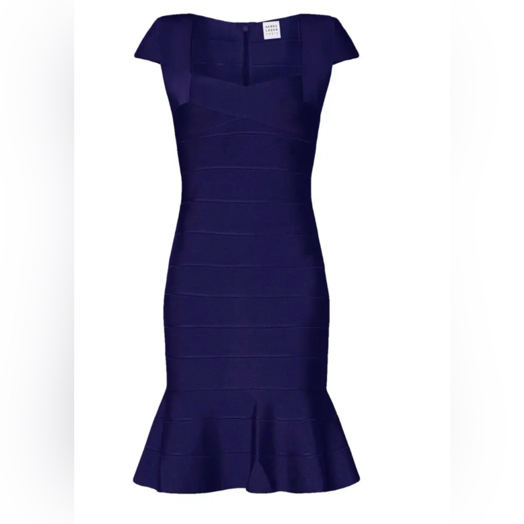 Herve Leger Bandage Midi Navy Blue Dress